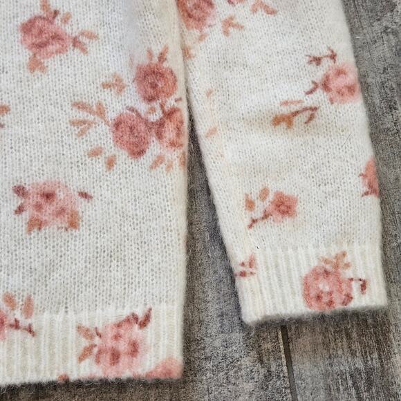 Sezane Eloisa Mohair Wool Floral Sweater Size L Romantic Cozy Knit French Chic - Picture 8 of 13